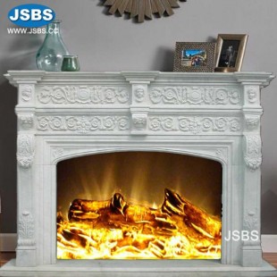 Elegant  Shell White Marble Fireplace , JS-FP177
